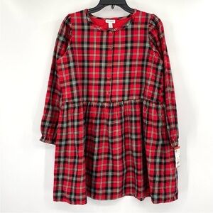 Cat & Jack Holiday Red & Green Plaid Long Sleeve Dress Size XXL (18 plus)